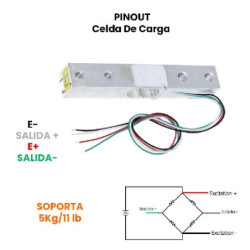 Celda de carga sensor de peso 5Kg con modulo HX711 y base de acrílico