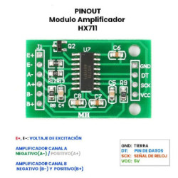 Celda de carga sensor de peso 5Kg con modulo HX711 y base de acrílico