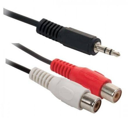 Cable Y de audio 2 plug RCA-1plug 3.5mm estereo