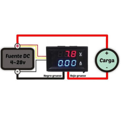 Mini Voltimetro digital 0V a 100V y amperimetro
