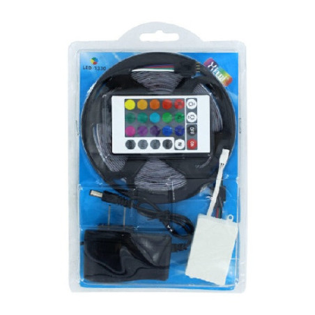 Kit tira led RGB 2835 de 5m con eliminador y control remoto