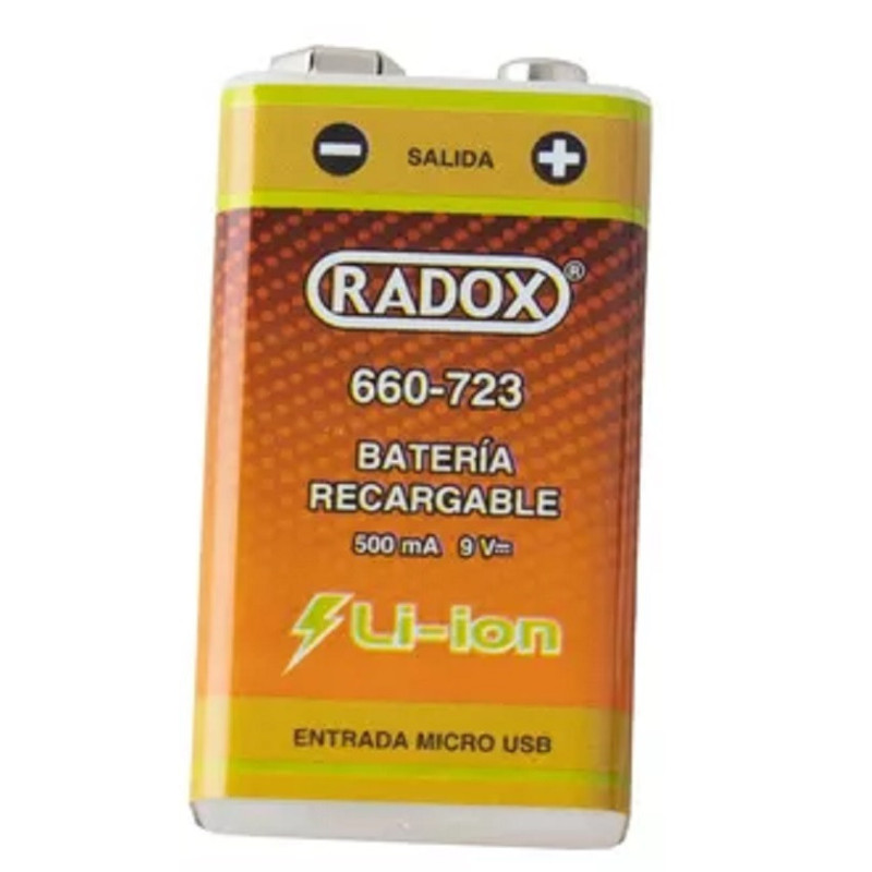 Bateria 9v recargable usb radox 660-723