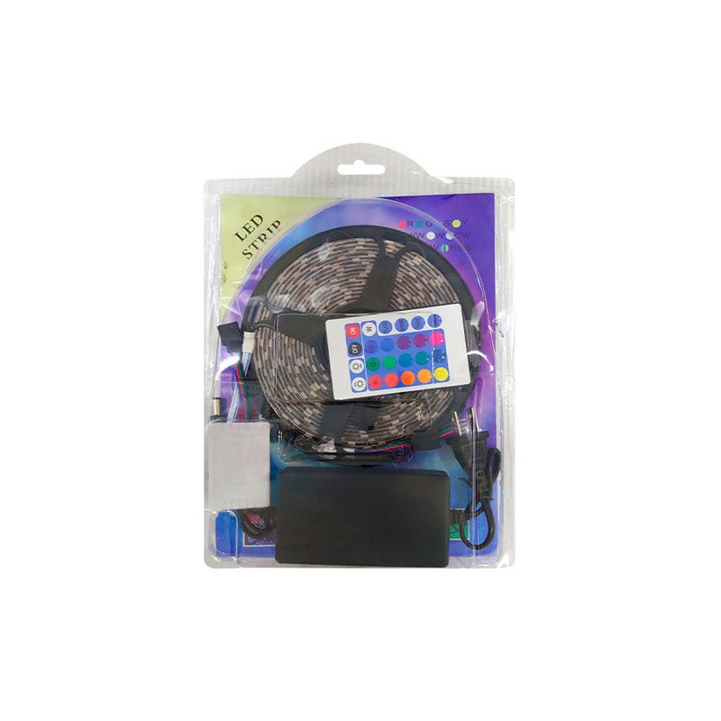 Kit tira led RGB 5050 de 5m con eliminador y control remoto