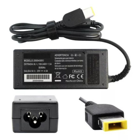 Adaptador Laptop Lenovo 20v 4.5a cuadrada